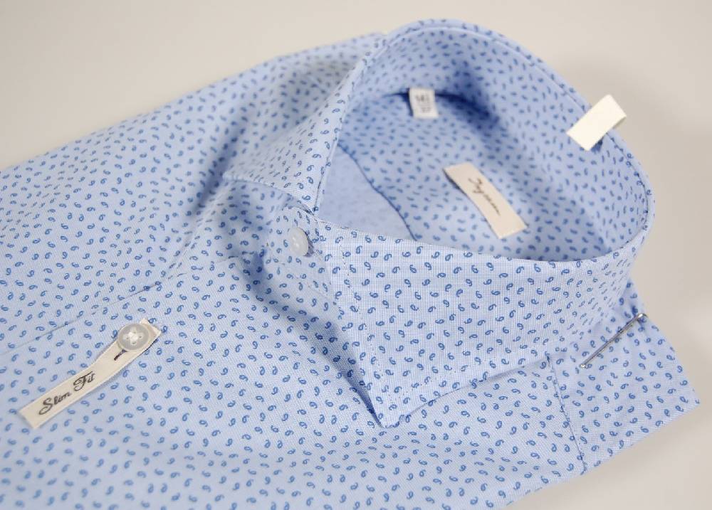 Ingram Camicia Ingram Celeste Slim Fit Micro Disegno