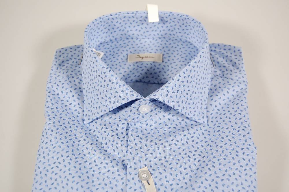 Ingram Camicia Ingram Celeste Slim Fit Micro Disegno
