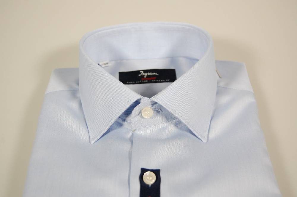 Ingram Camicia Ingram Cottonstir Celeste Slim Fit Cotone Twill