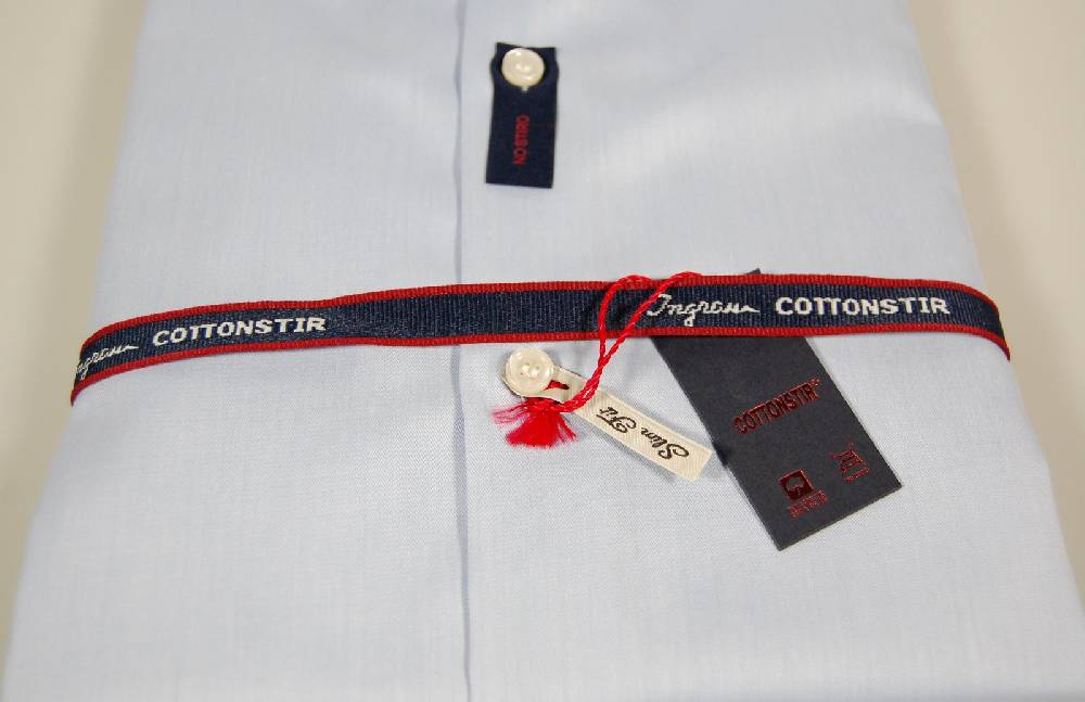 Ingram Camicia Ingram Cottonstir Celeste Slim Fit Cotone Twill