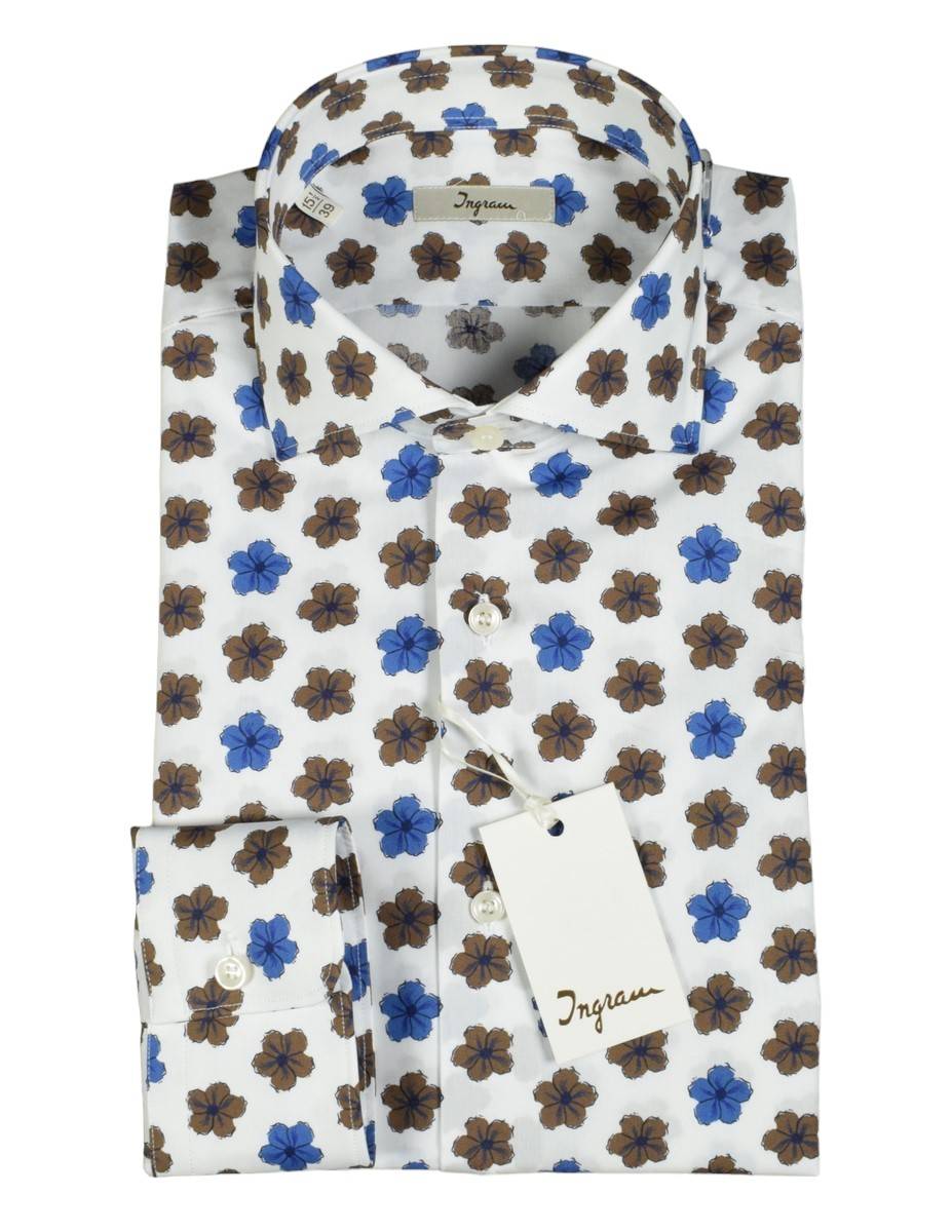 Ingram Camicia Ingram Fantasia Floreale In Puro Cotone Slim Fit