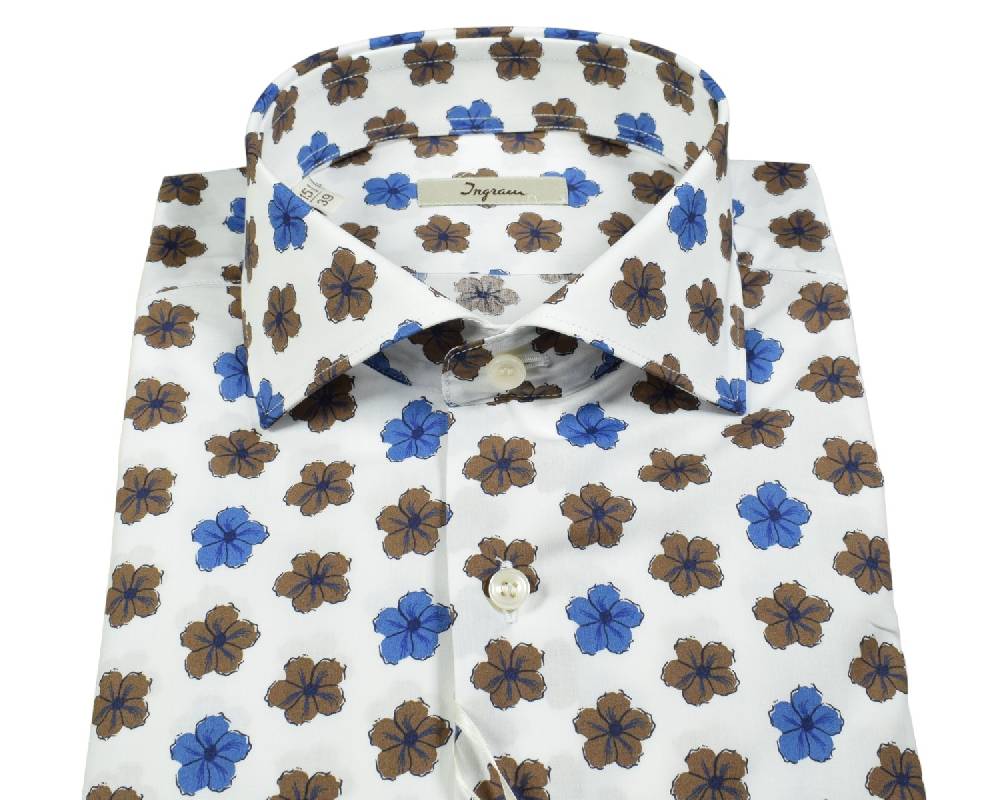Ingram Camicia Ingram Fantasia Floreale In Puro Cotone Slim Fit