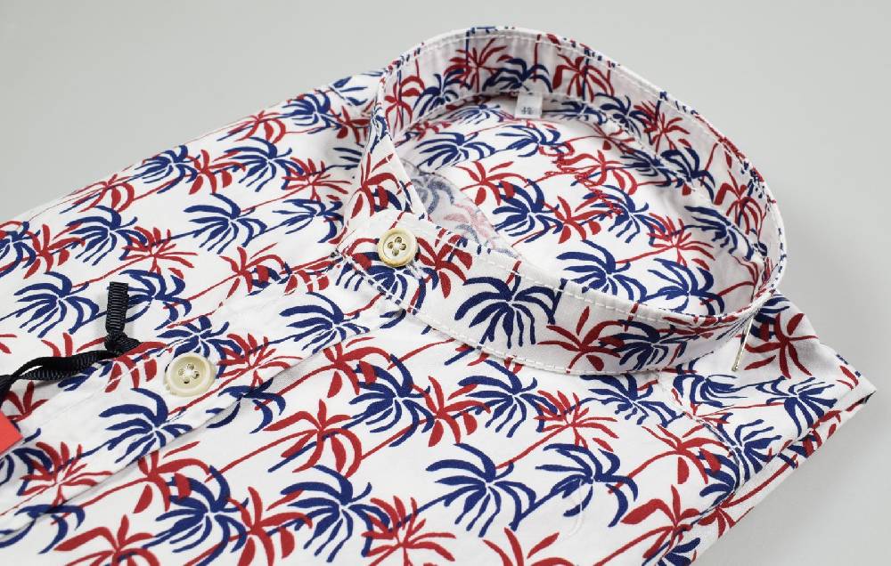 Ingram Camicia ingram in cotone lavato collo coreana con tasconi fantasia floreale