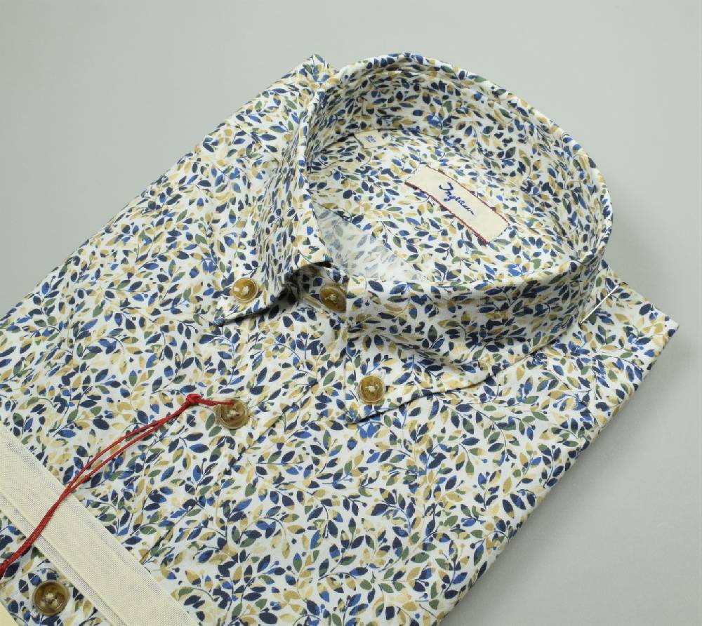 Ingram Camicia Ingram In Cotone Stretch Fantasia Floreale Stampata