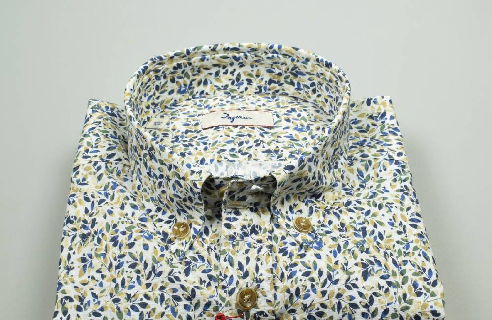 Ingram Camicia Ingram In Cotone Stretch Fantasia Floreale Stampata