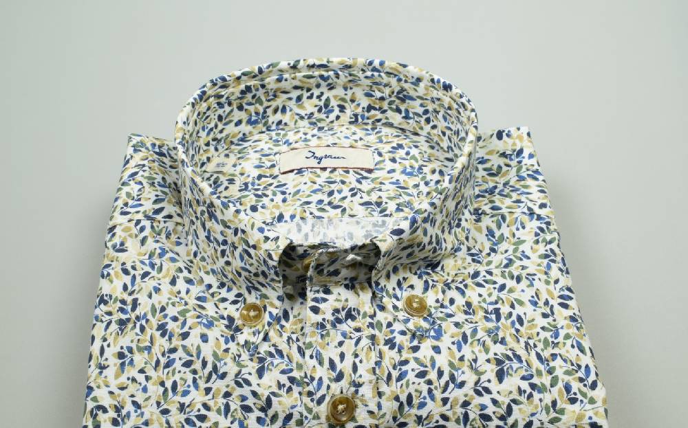 Ingram Camicia Ingram In Cotone Stretch Fantasia Floreale Stampata