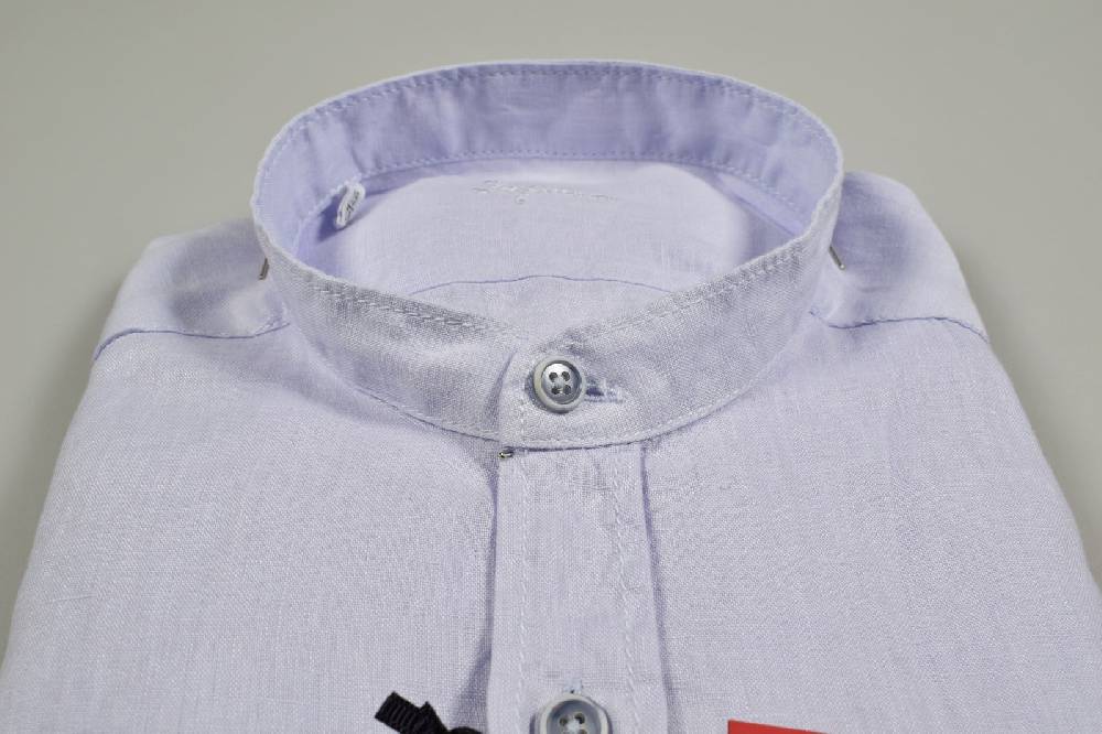 Ingram Camicia Ingram In Puro Lino Lavato Collo Alla Coreana Regular Fit In Tre Colori