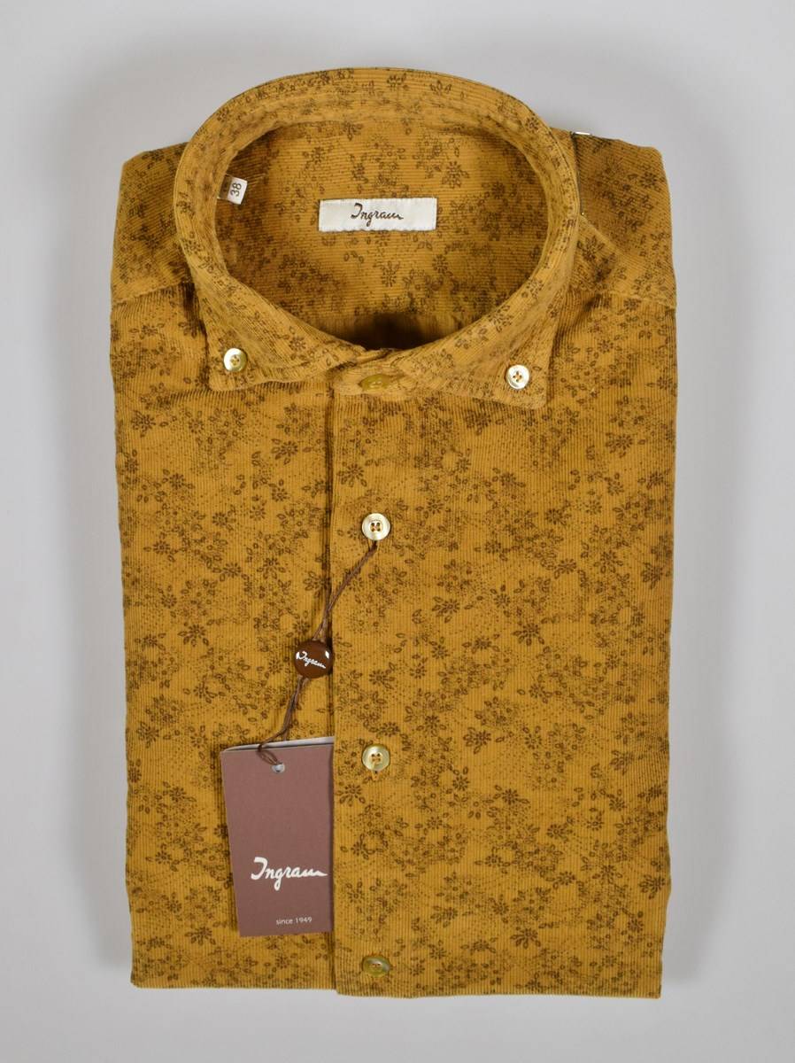 Ingram Camicia Ingram In Velluto Stampato Modern Fit Button Down