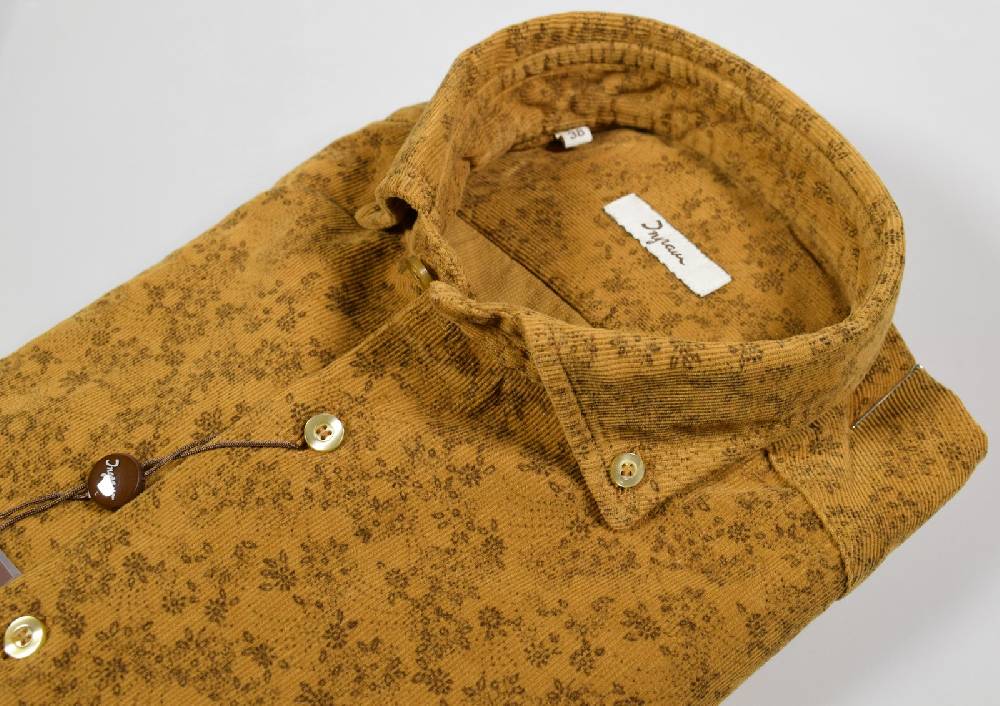 Ingram Camicia Ingram In Velluto Stampato Modern Fit Button Down