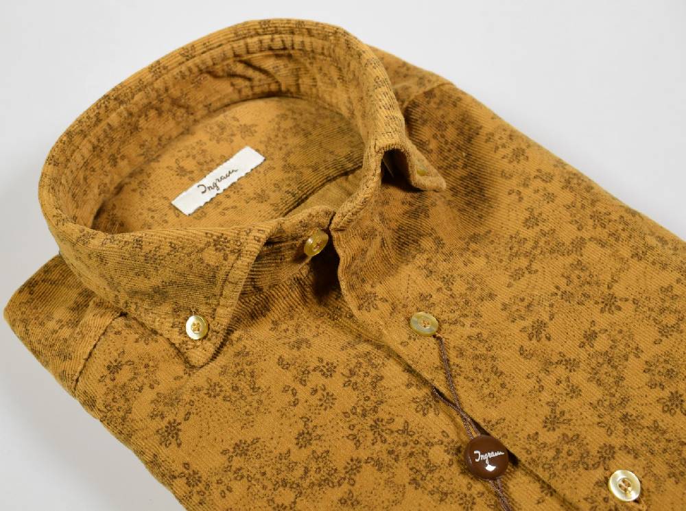 Ingram Camicia ingram in velluto stampato modern fit button down