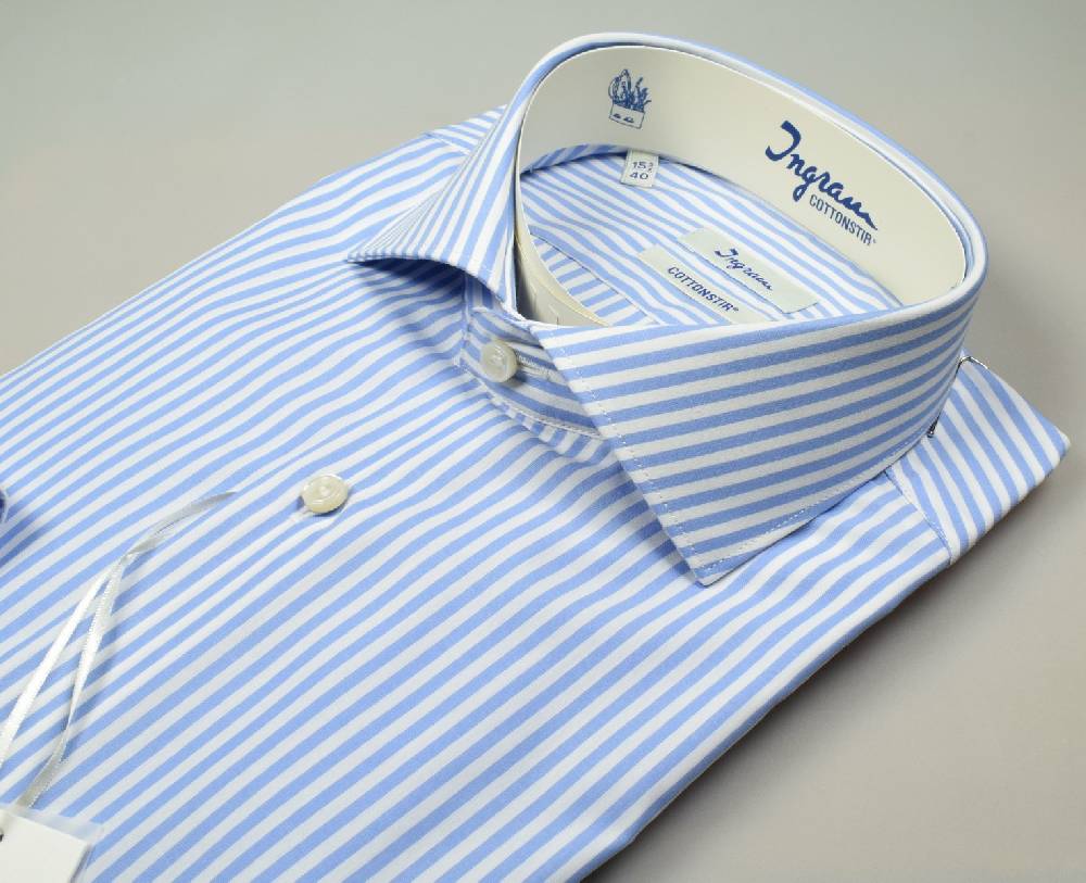 Ingram Camicia Ingram No Stiro A Righe Celeste Slim Fit