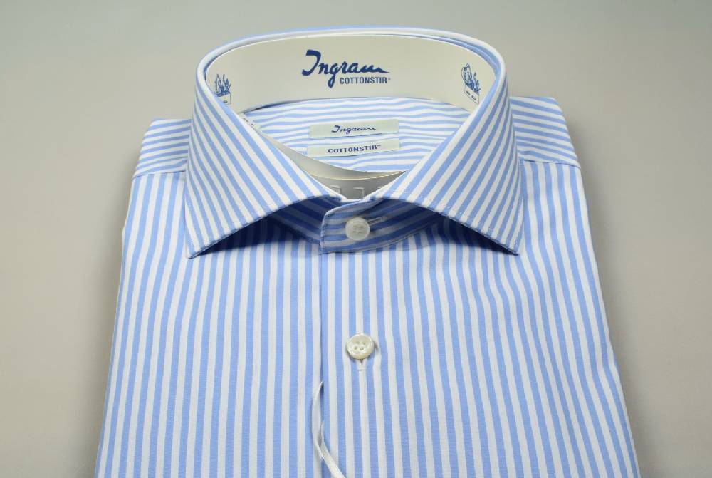 Ingram Camicia Ingram No Stiro A Righe Celeste Slim Fit