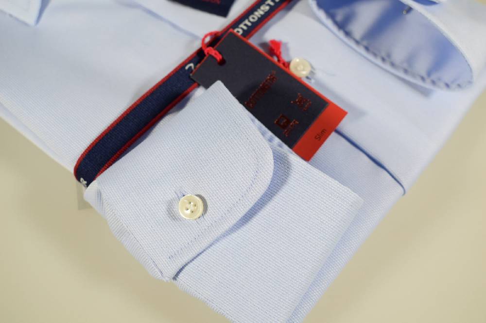 Ingram Camicia Ingram No Stiro Celeste Cotone Lavorato Slim Fit