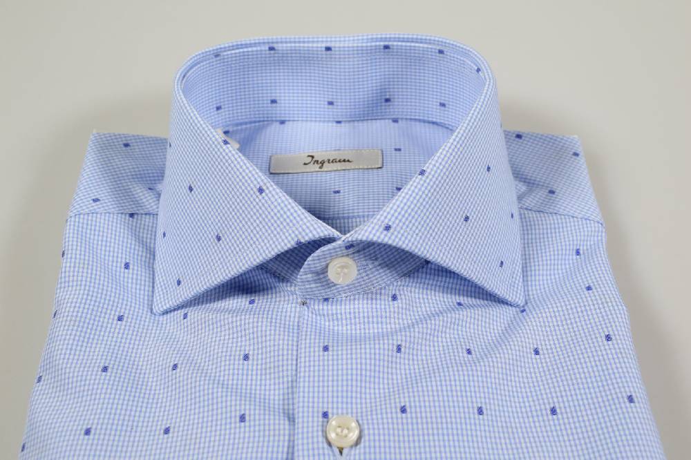 Ingram Camicia ingram slim fit a quadretti azzurro chiaro micro disegno fil coupè