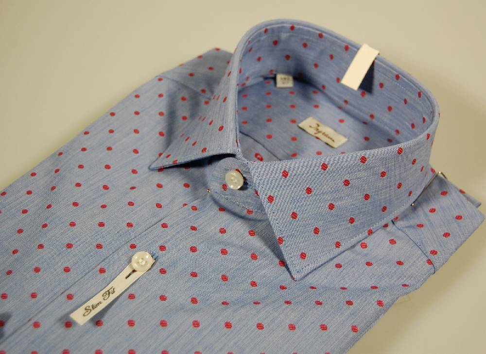 Ingram Camicia Ingram Slim Fit Azzurra Con Disegno Rosso