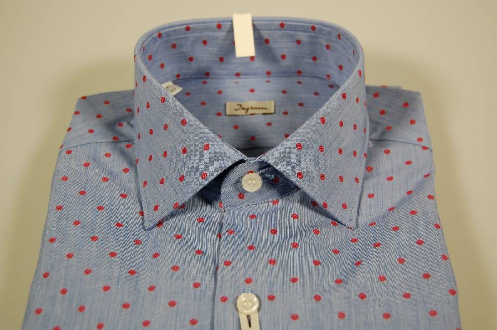 Ingram Camicia Ingram Slim Fit Azzurra Con Disegno Rosso
