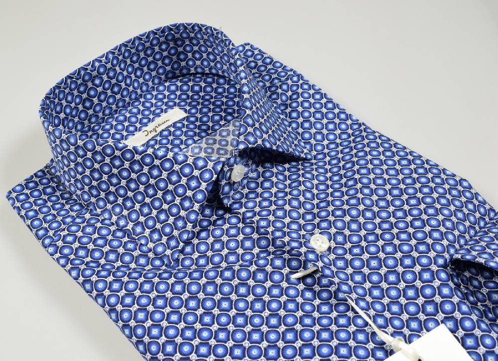 Ingram Camicia ingram slim fit azzurra fantasia stampata in puro cotone