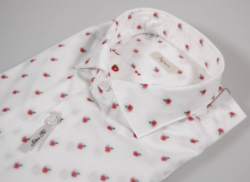 Ingram Camicia Ingram Slim Fit Bianca Con Mela Ricamata