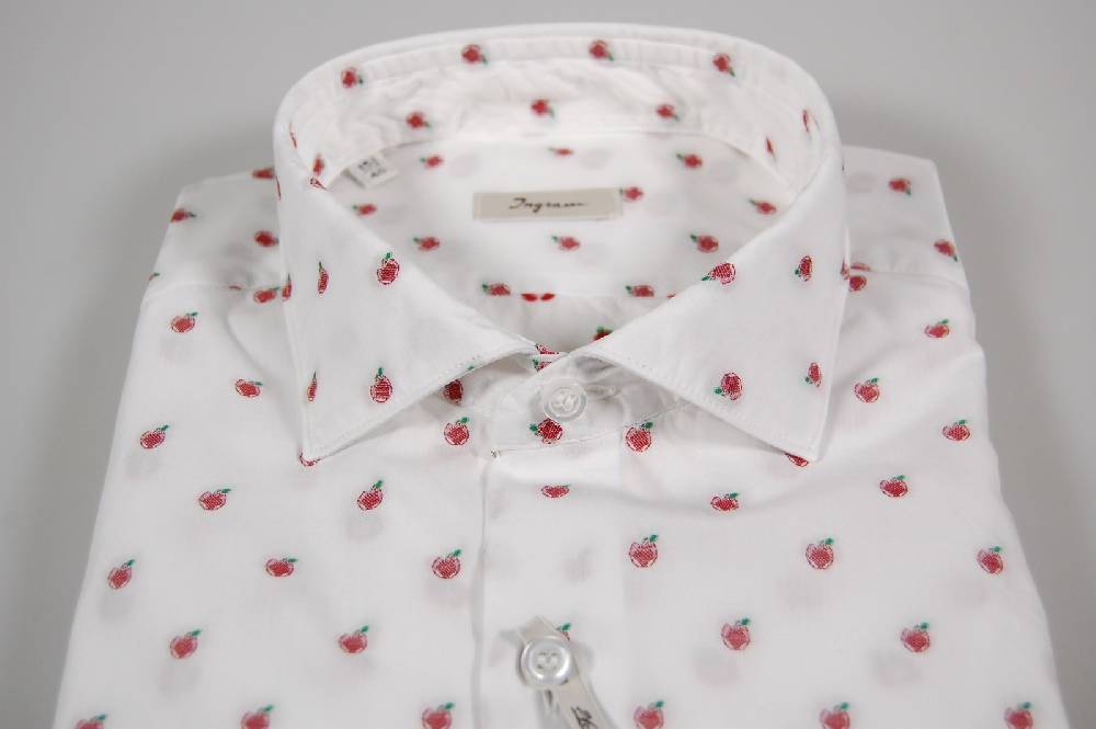 Ingram Camicia Ingram Slim Fit Bianca Con Mela Ricamata