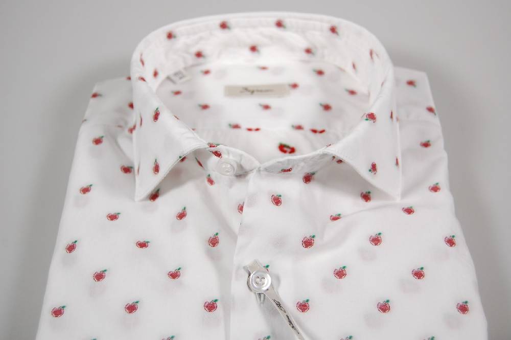 Ingram Camicia Ingram Slim Fit Bianca Con Mela Ricamata