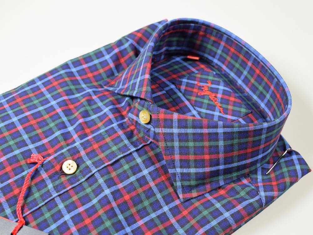 Ingram Camicia Ingram Slim Fit Blu A Quadri In Cotone Lavato