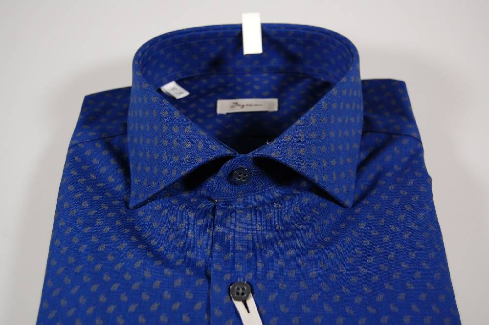 Ingram Camicia Ingram Slim Fit Blu Micro Fantasia Marrone