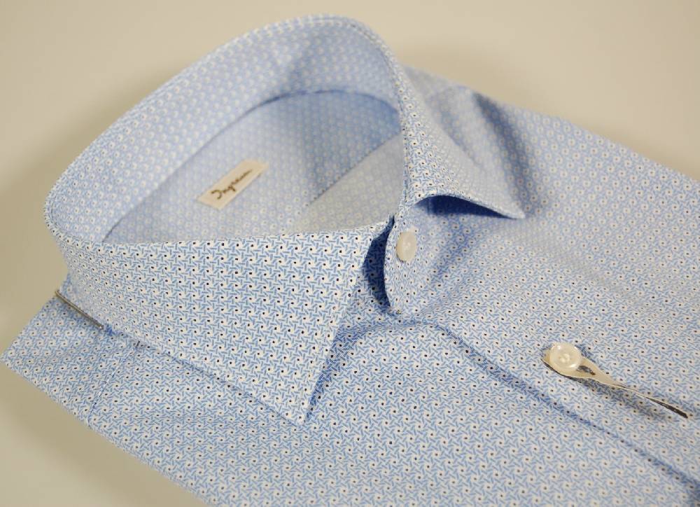 Ingram Camicia ingram slim fit cotone elasticizzato celeste fantasia piccola