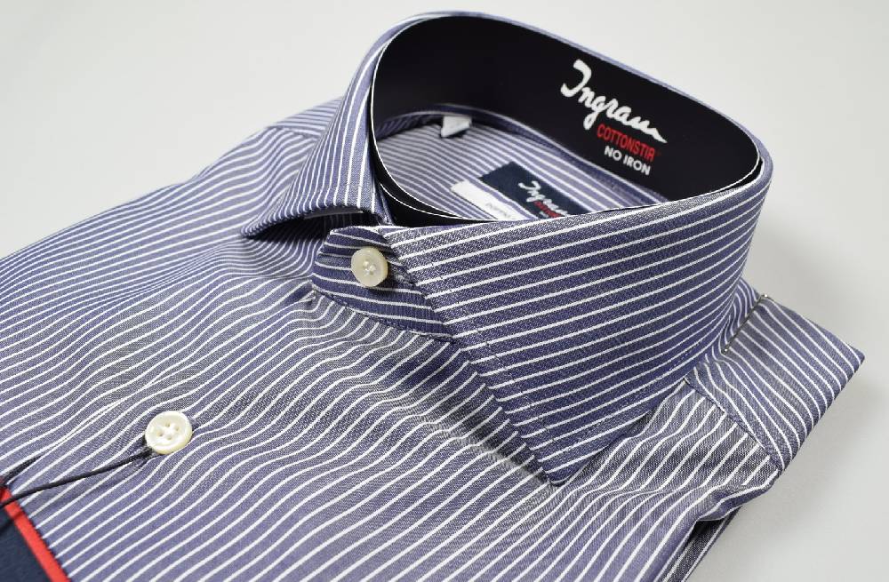 Ingram Camicia Ingram Slim Fit Cotone No Stiro Doppio Ritorto Collo Francese