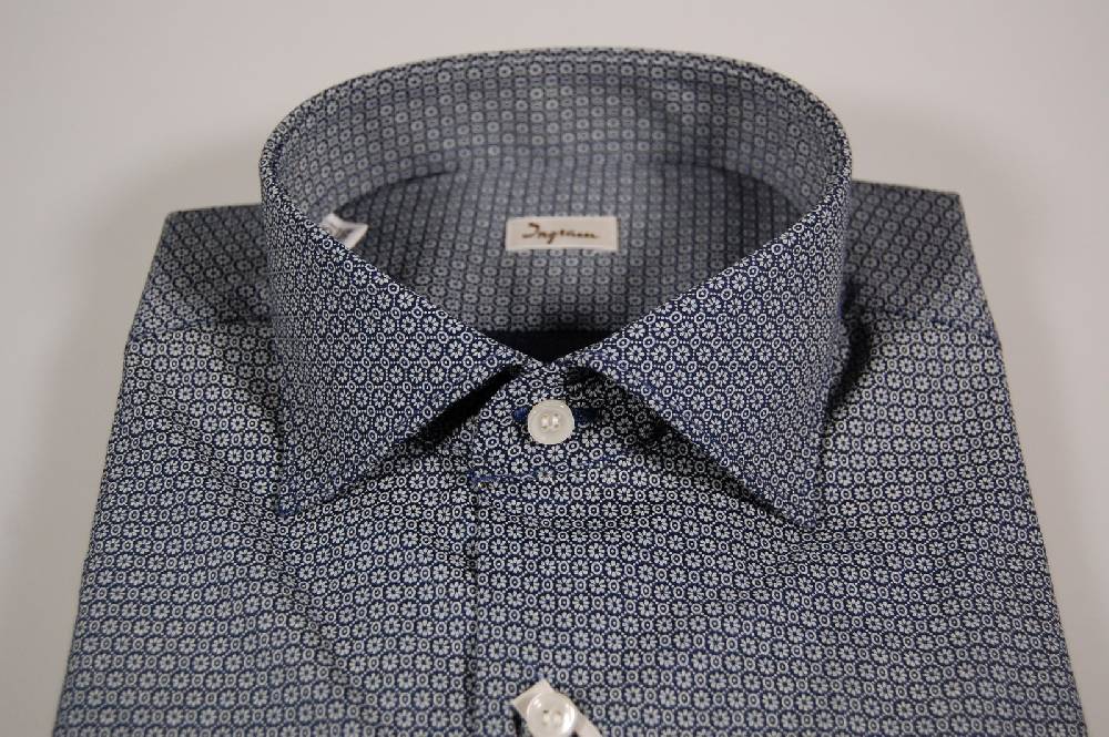 Ingram Camicia Ingram Slim Fit Cotone Strech Blu Micro Disegno