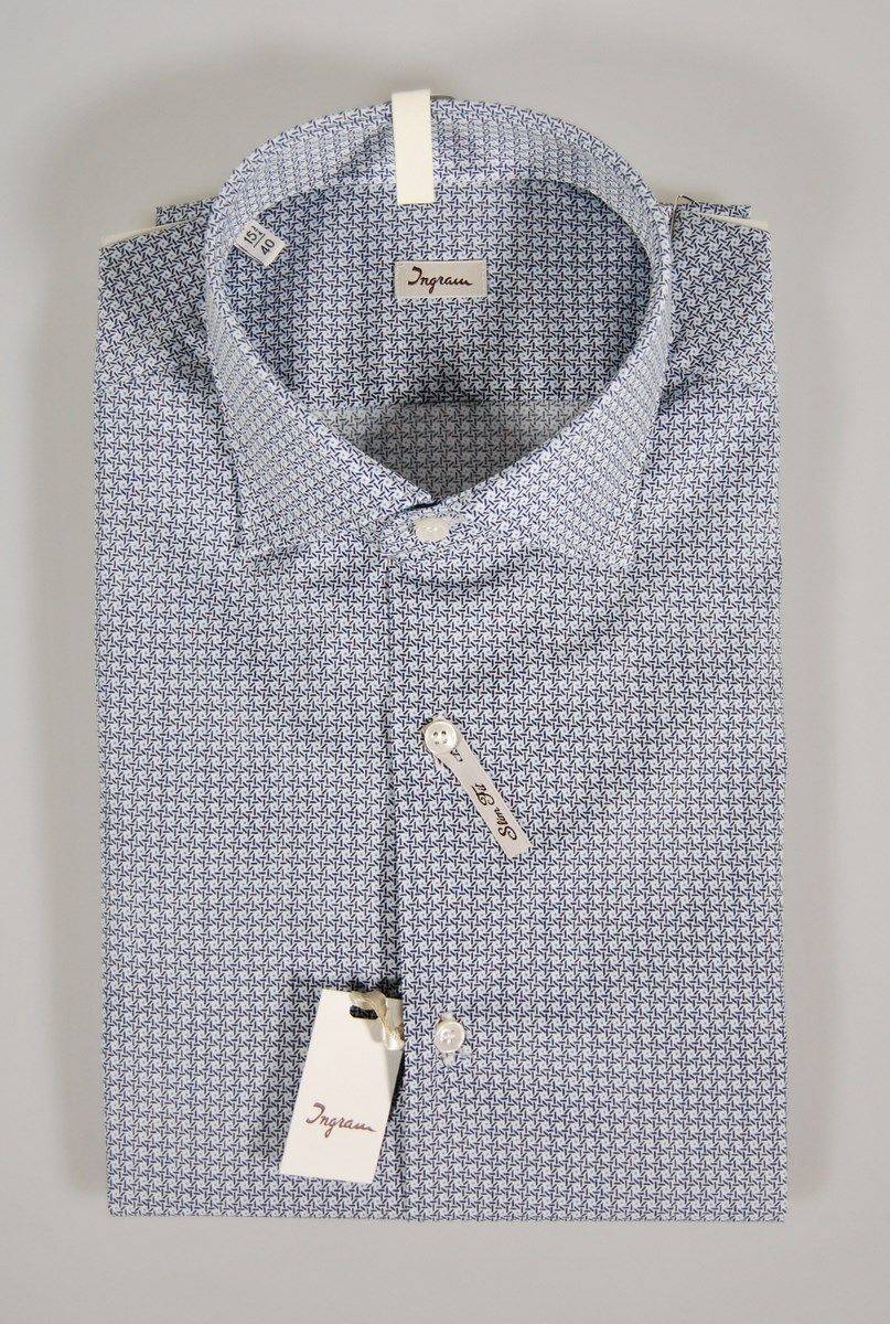 Ingram Camicia Ingram Slim Fit Fantasia Blu E Celeste