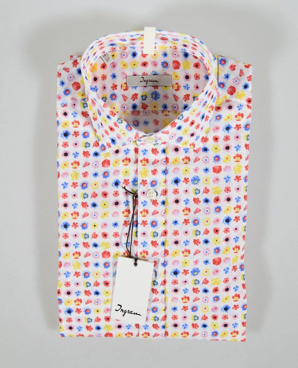Ingram Camicia Ingram Slim Fit Fantasia Florale Multicolor Cotone Stretch