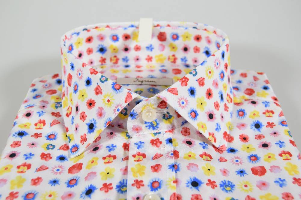 Ingram Camicia Ingram Slim Fit Fantasia Florale Multicolor Cotone Stretch