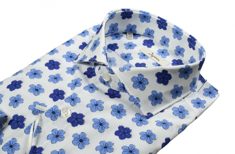 Ingram Camicia Ingram Slim Fit Fantasia Floreale In Puro Cotone