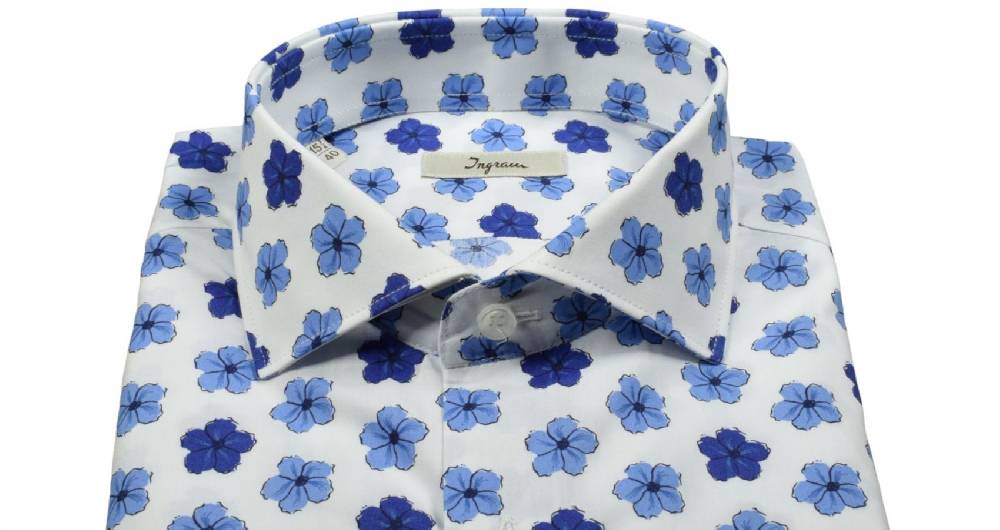 Ingram Camicia Ingram Slim Fit Fantasia Floreale In Puro Cotone