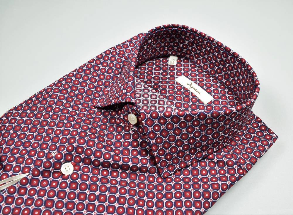 Ingram Camicia Ingram Slim Fit Fantasia Geometrica Bordeaux