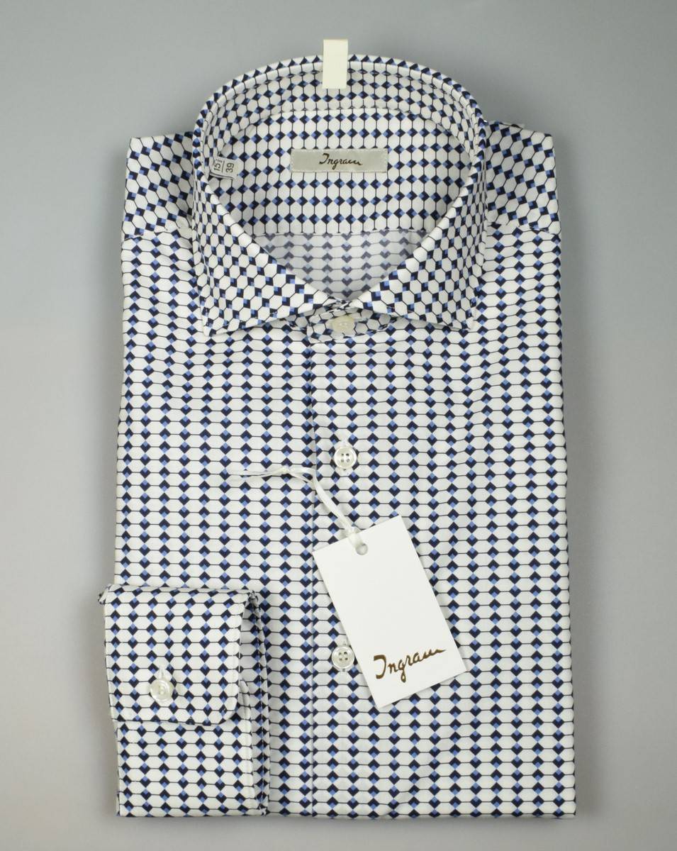 Ingram Camicia Ingram Slim Fit Fantasia Geometrica Puro Cotone
