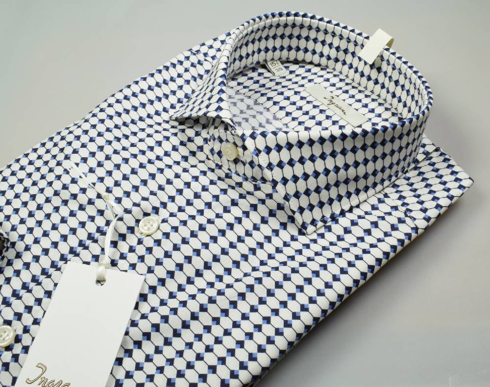 Ingram Camicia Ingram Slim Fit Fantasia Geometrica Puro Cotone