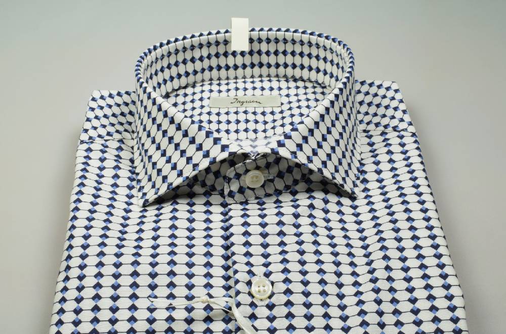 Ingram Camicia Ingram Slim Fit Fantasia Geometrica Puro Cotone