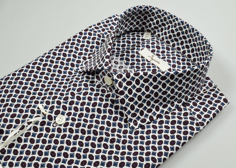 Ingram Camicia Ingram Slim Fit Fantasia Geometrica Stampata Puro Cotone