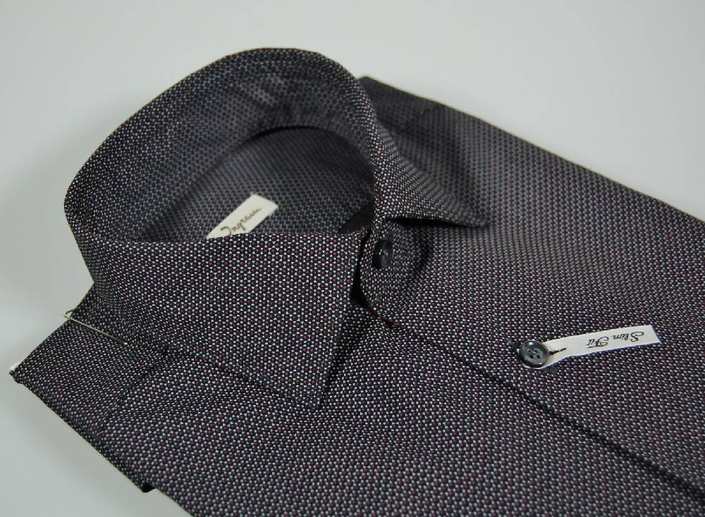 Ingram Camicia ingram slim fit micro disegno grigio nero e bordeaux