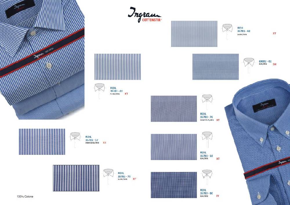 Ingram Camicia Ingram Slim Fit Mille Righe Celeste Cotone No Stiro