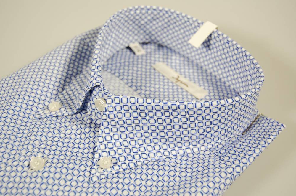 Ingram Camicia Ingram Stampa Azzurra Collo Button Down