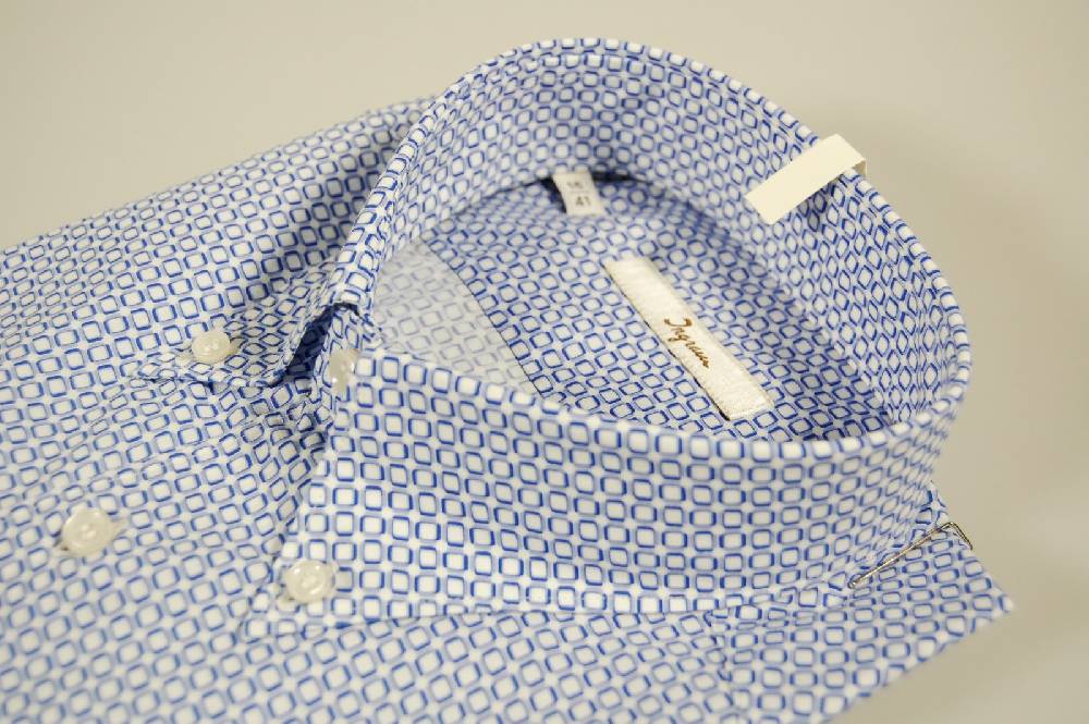 Ingram Camicia Ingram Stampa Azzurra Collo Button Down