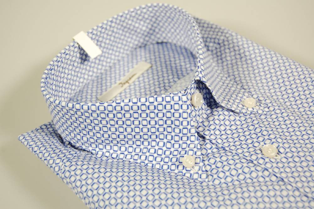 Ingram Camicia ingram stampa azzurra collo button down
