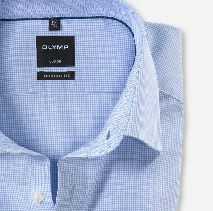 Olymp Camicia Manica Corta Olymp A Quadretti In Cotone Facile Stiro Modern Fit