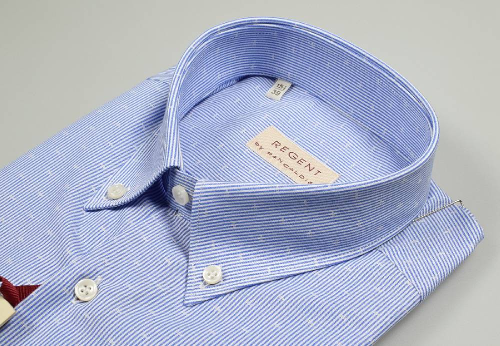 Regent By Pancaldi Camicia Mezza Manica Pancaldi Regular Fit A Righe Azzurro