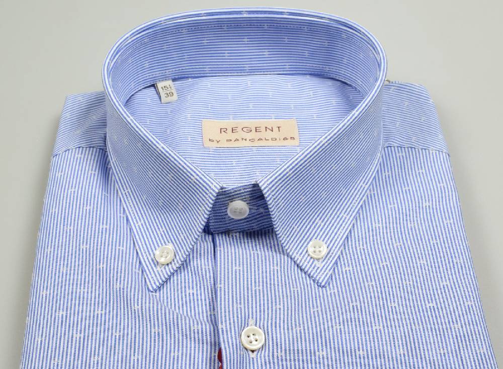 Regent By Pancaldi Camicia Mezza Manica Pancaldi Regular Fit A Righe Azzurro