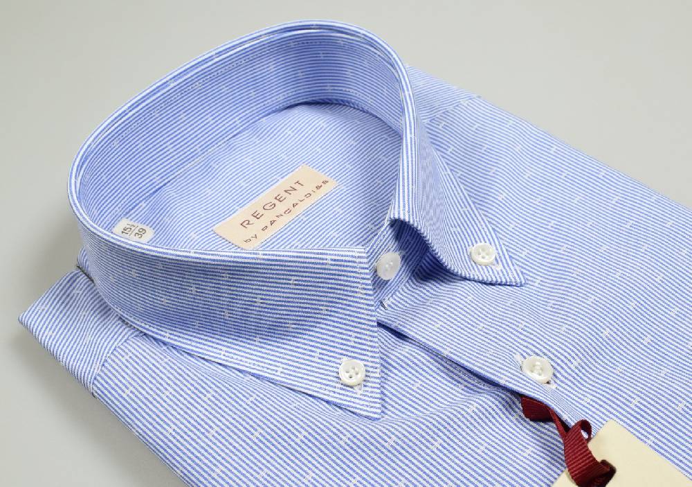 Regent by Pancaldi Camicia mezza manica pancaldi regular fit a righe azzurro