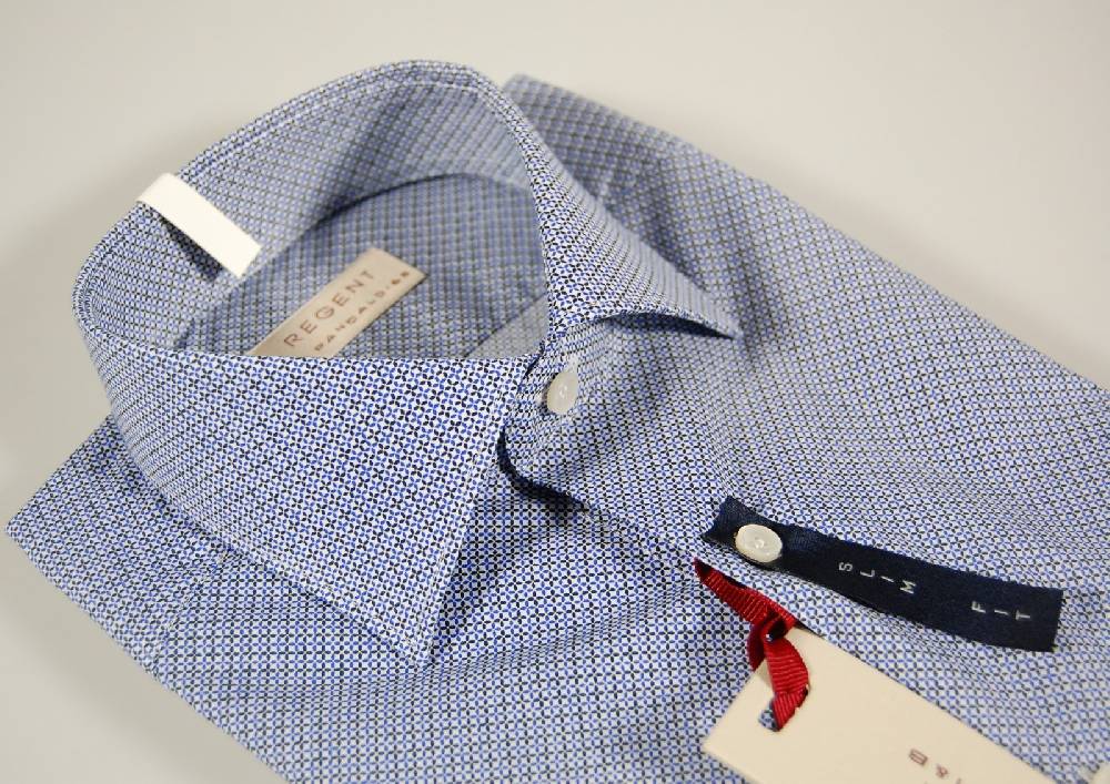 Regent by Pancaldi Camicia micro fantasia azzurra Regent by Pancaldi slim fit