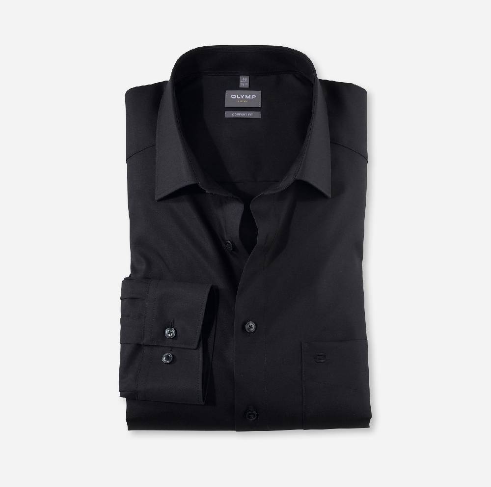 Olymp Camicia nera comfort fit olymp luxor puro cotone facile stiro
